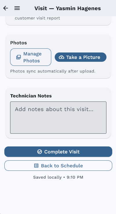 EZ Pool Biller mobile photo capture and complete visit