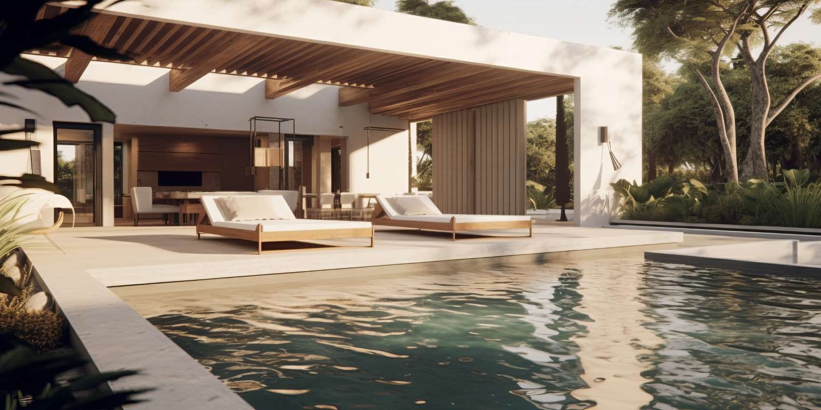Luxurious modern outdoor pool design for pool service marketing