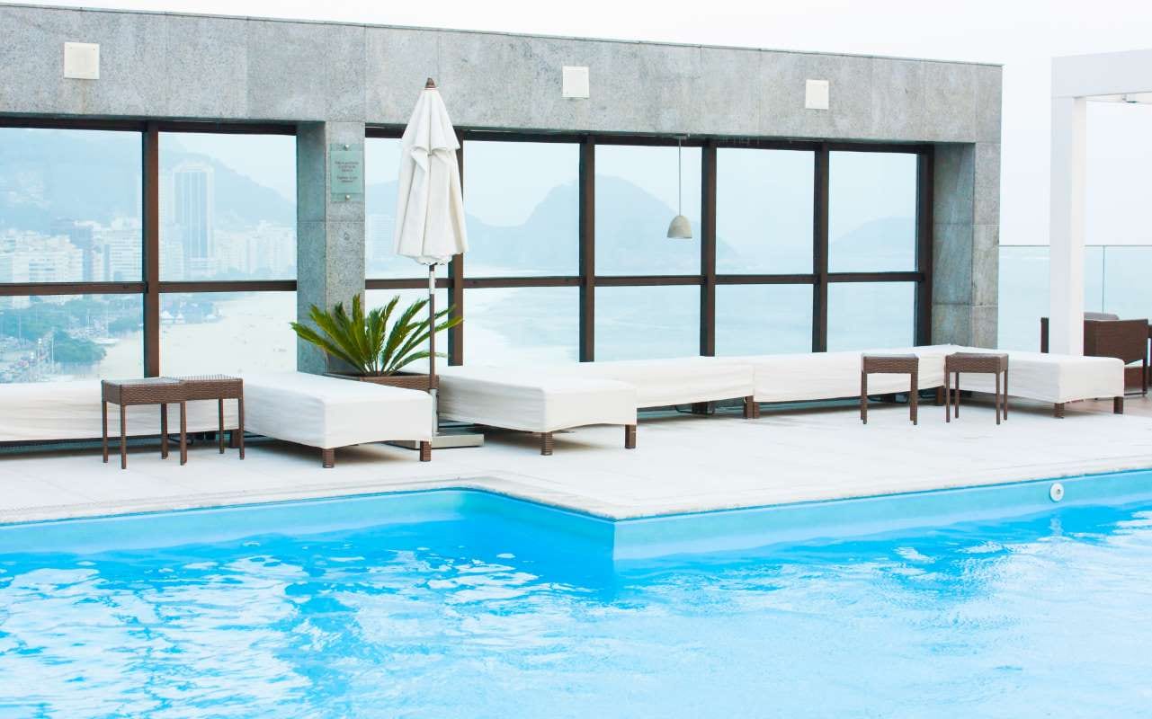Luxury spa swimming pool on a sunny day