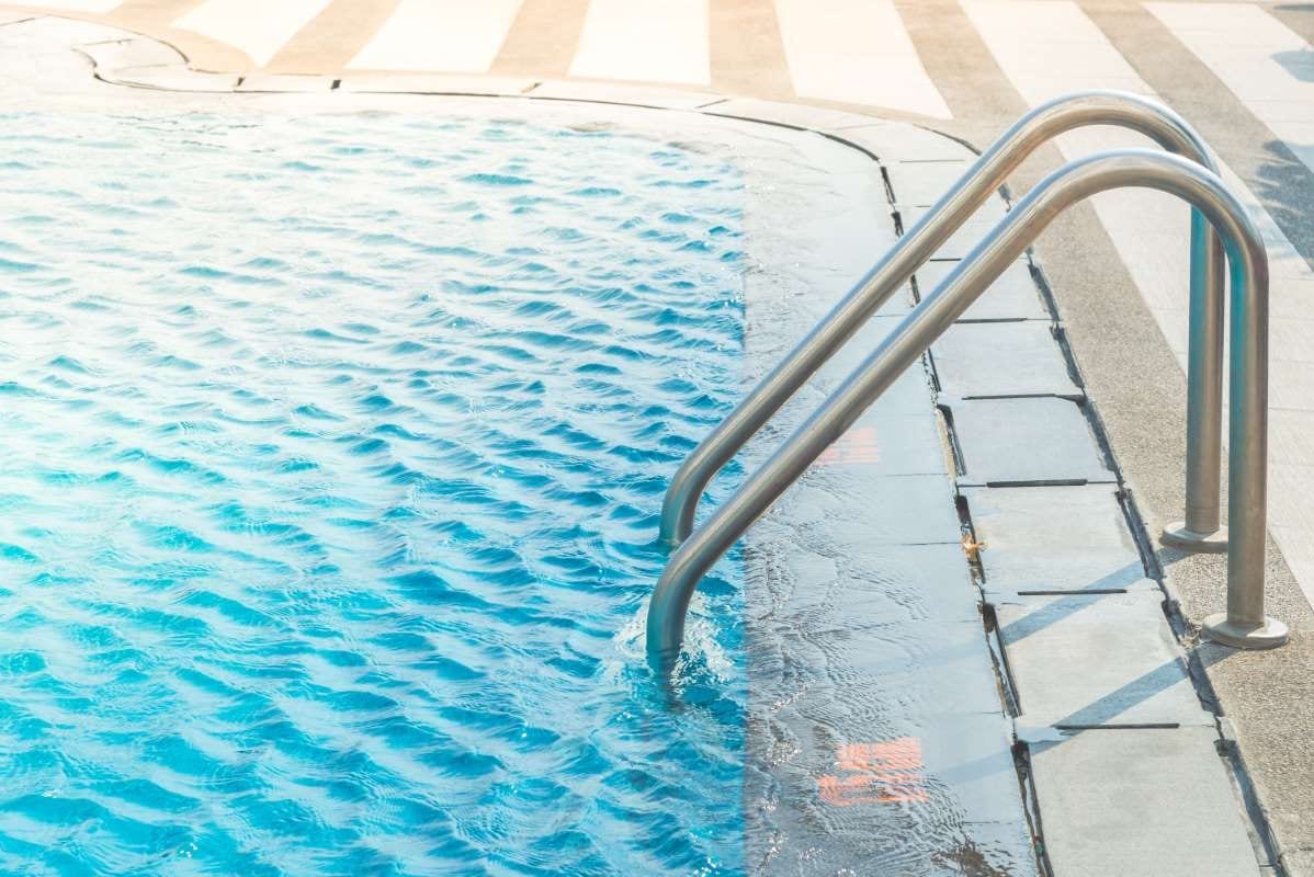Pool stair with built-in steps for easy access to the water