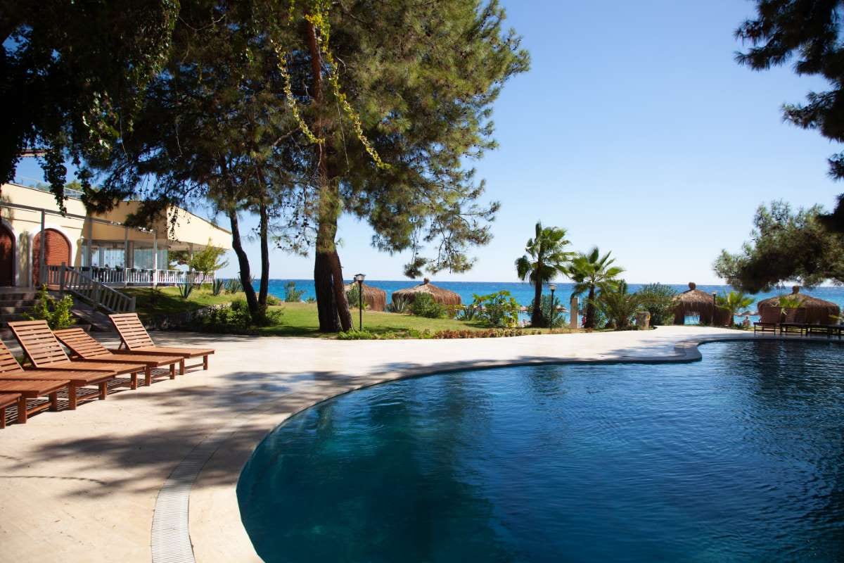 Swimming pool resort near the sea